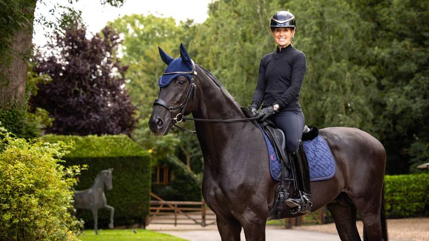 Navy LeMieux Crystal Suede Dressage Saddlecloth