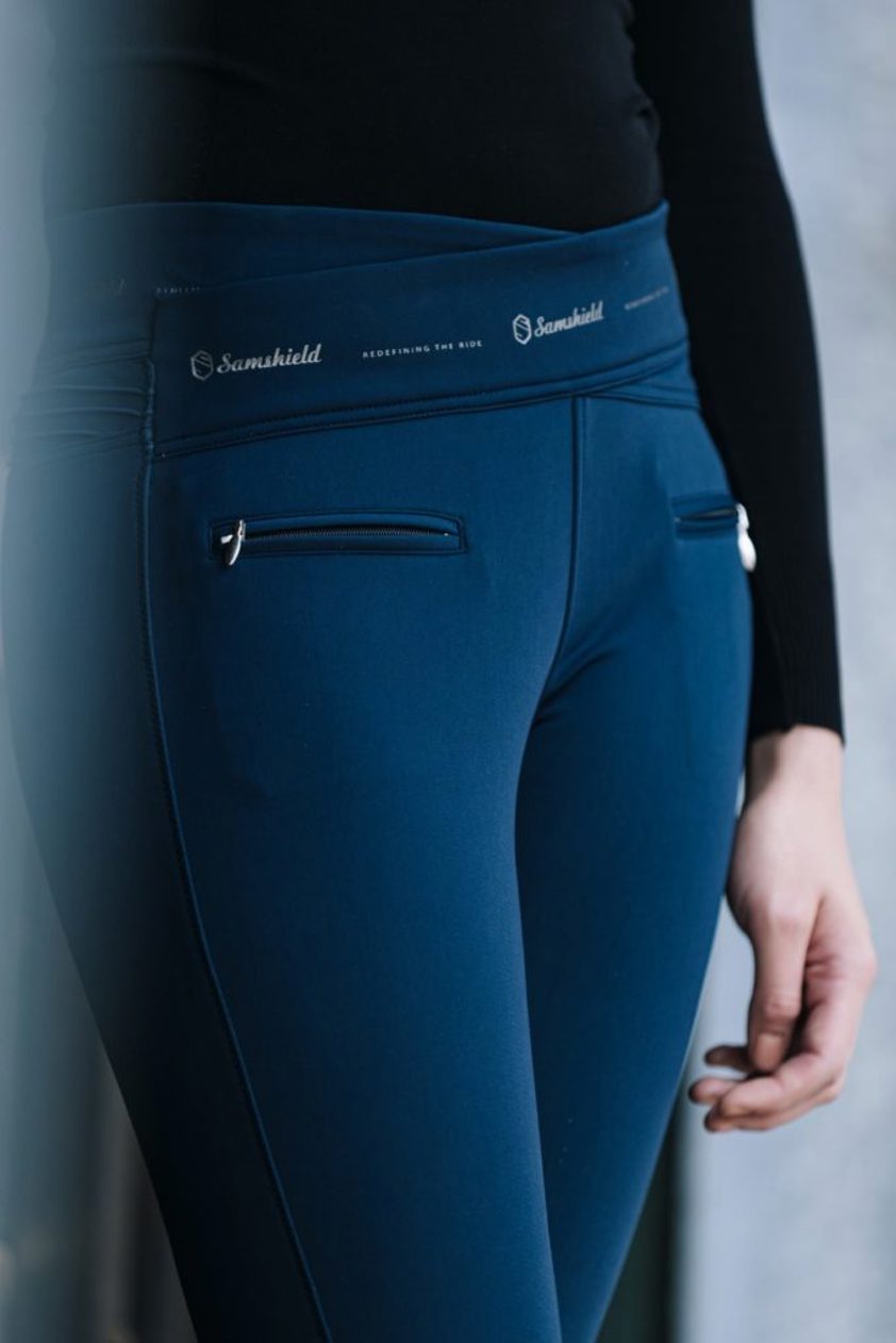 Navy Samshield Alpha Fleece Knee Grip Breeches