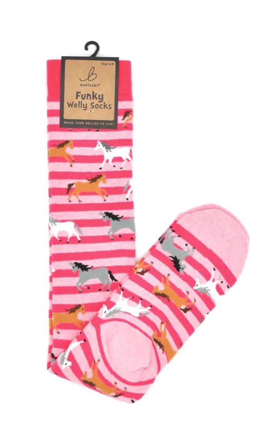 Pink Galloping Horses Bartleby Funky Long Socks