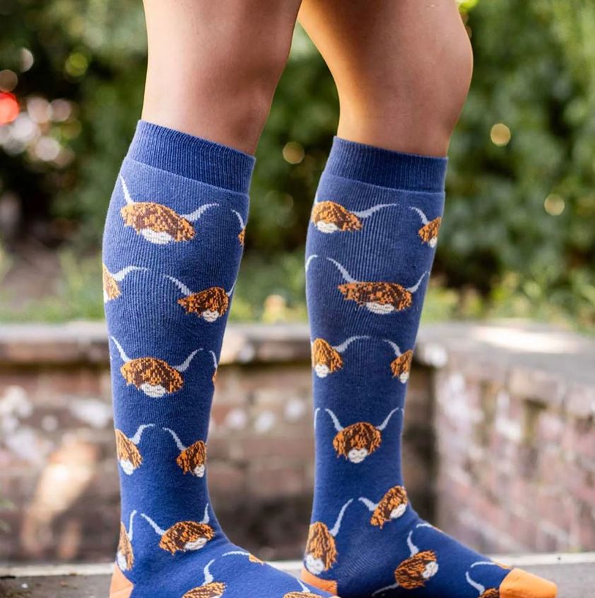 Navy Hardy Highlands Bartleby Funky Long Socks