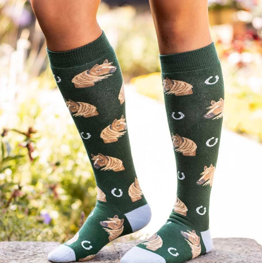 Green Horse Head Bartleby Funky Long Socks