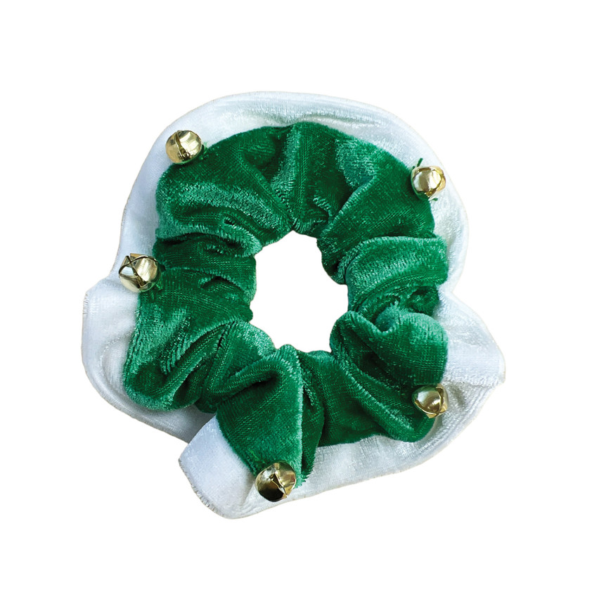 Green Christmas Bells Scrunchie