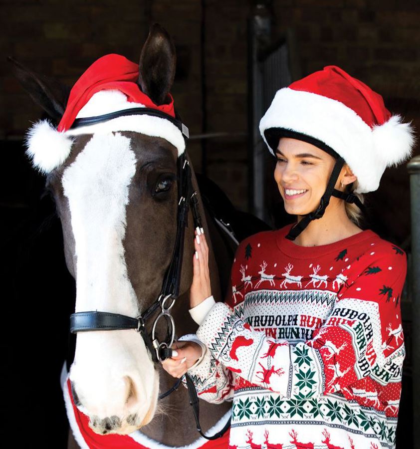 Red Equetech Santa Hat Horse Bonnet