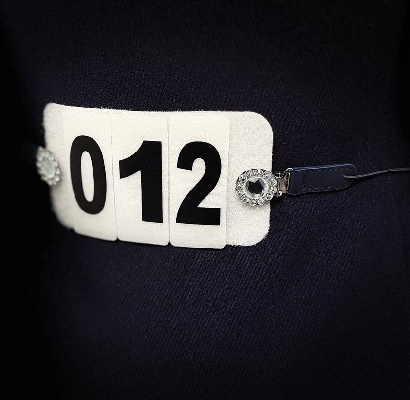 Navy Equetech Crystal Showing Number Clips