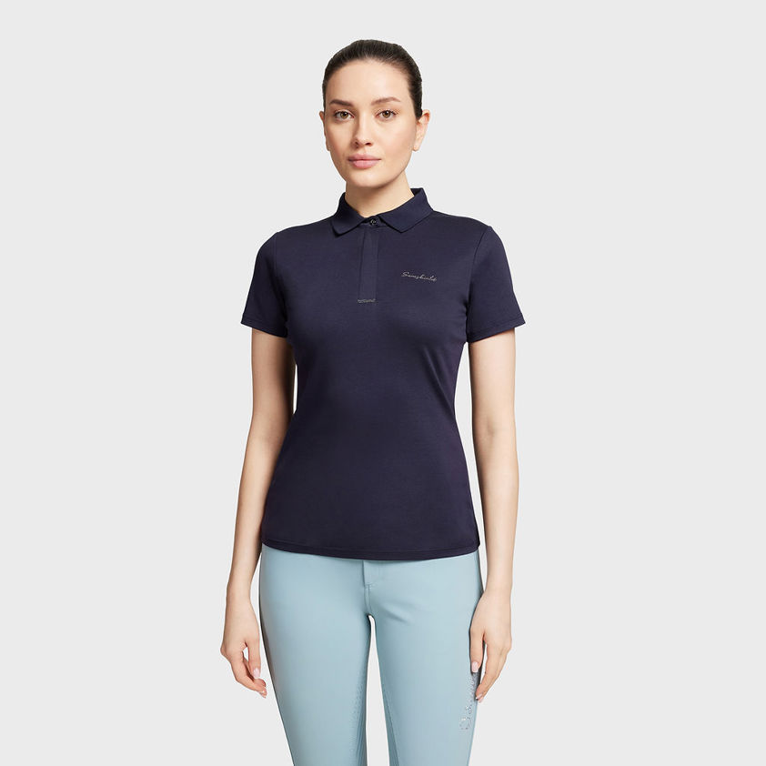 Navy Samshield Celine Polo Top