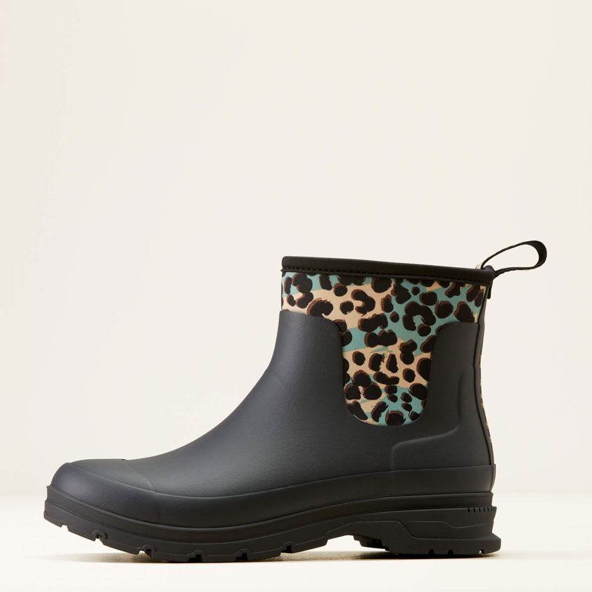 Black/Leopard Ariat Kelmarsh Shortie Rubber Boot