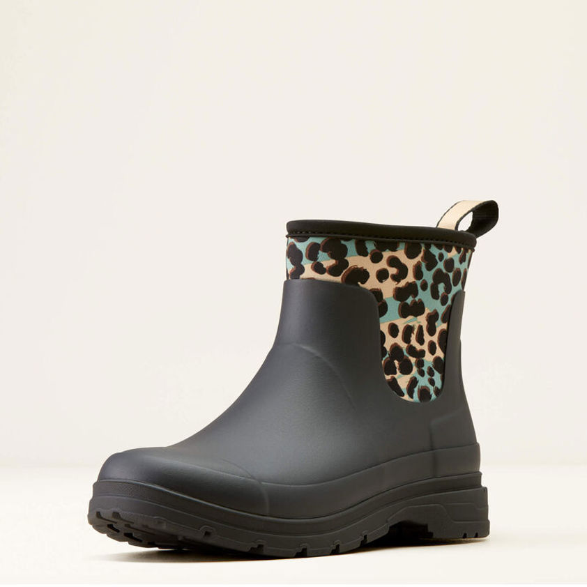 Black/Leopard Ariat Kelmarsh Shortie Rubber Boot