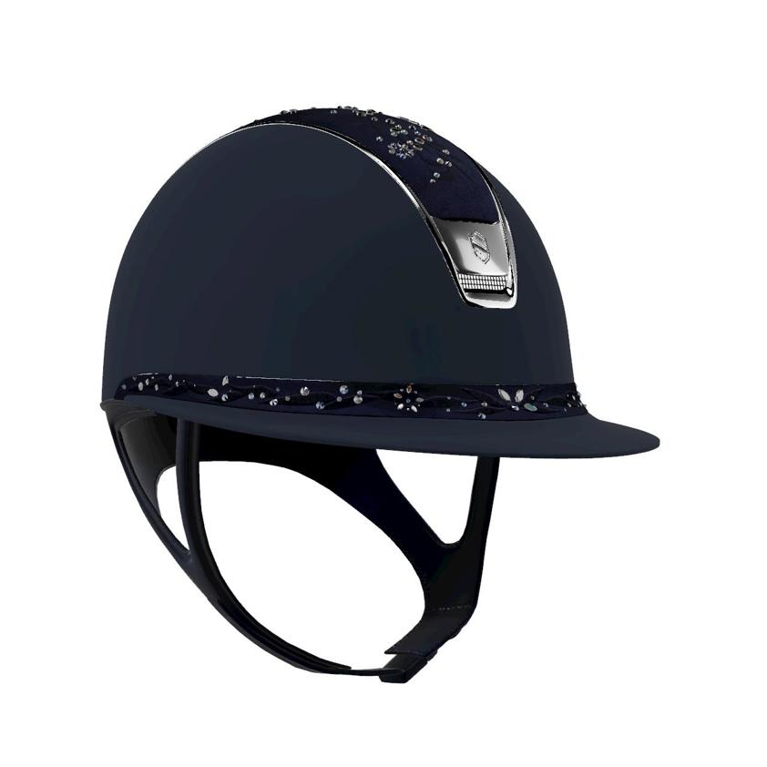 Navy Miss Shield Shadowmatt 2.0 With Majestic Blue Flower Jewelry Top and Front Band Silver Blazon & Trim Small