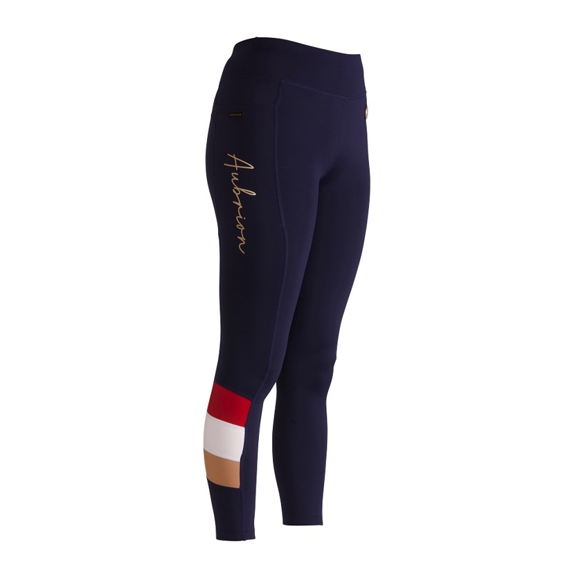 Navy Aubrion Team Shield Riding Tights