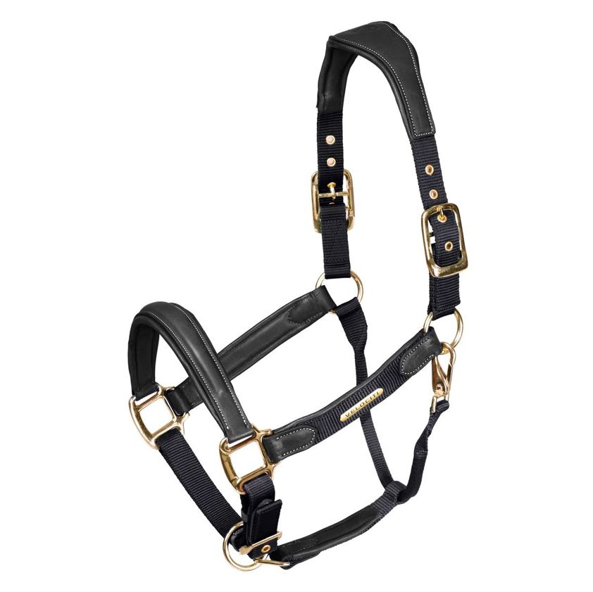 Black Velociti Lusso Padded Leather Headcollar
