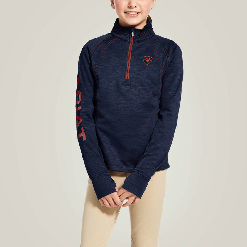 Navy Heather Ariat Youth TEK Team 1/2 Zip Sweatshirt