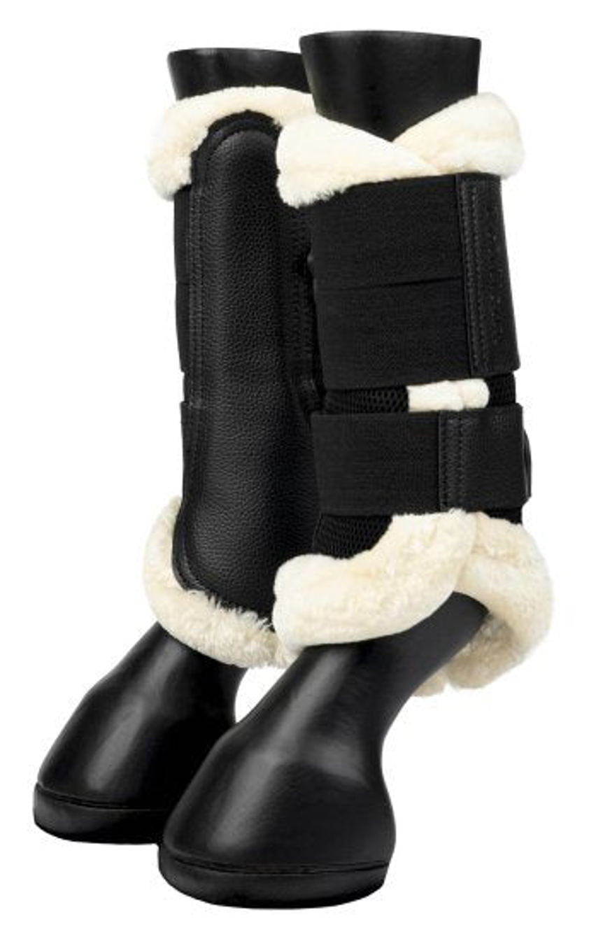 White/Natural LeMieux Fleece Edged Mesh Brushing Boots