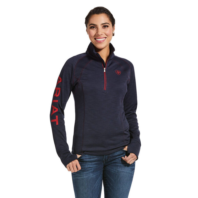 Navy Heather Ariat Tek Team 1/2 Zip Sweatshirt