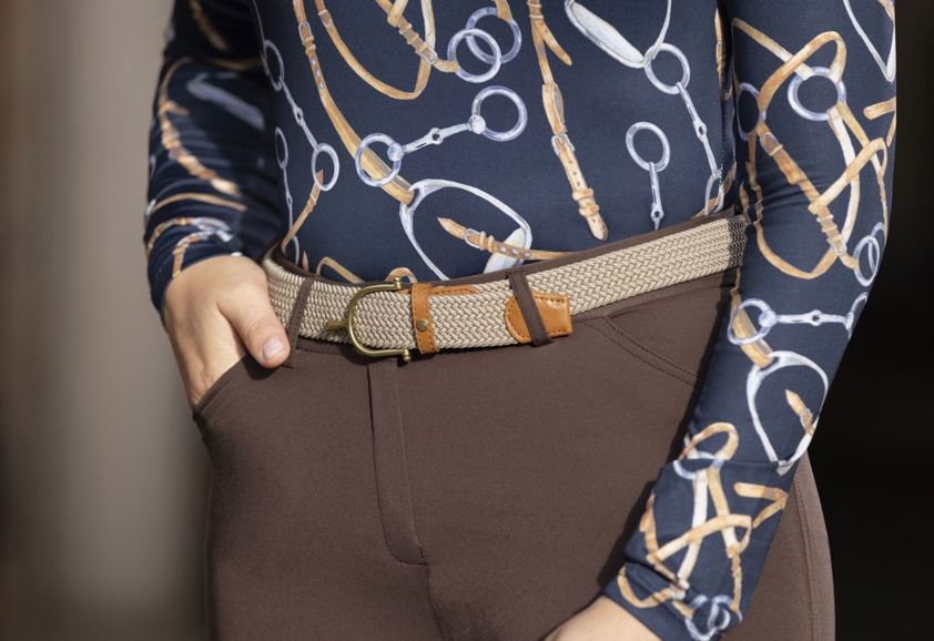 Beige/Brass HKM Ann Elastic Belt