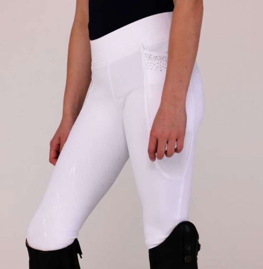White Aubrion Optima GX Riding Tights - Young Rider