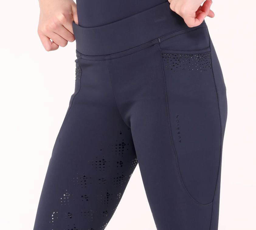 Navy Aubrion Optima GX Riding Tights - Young Rider