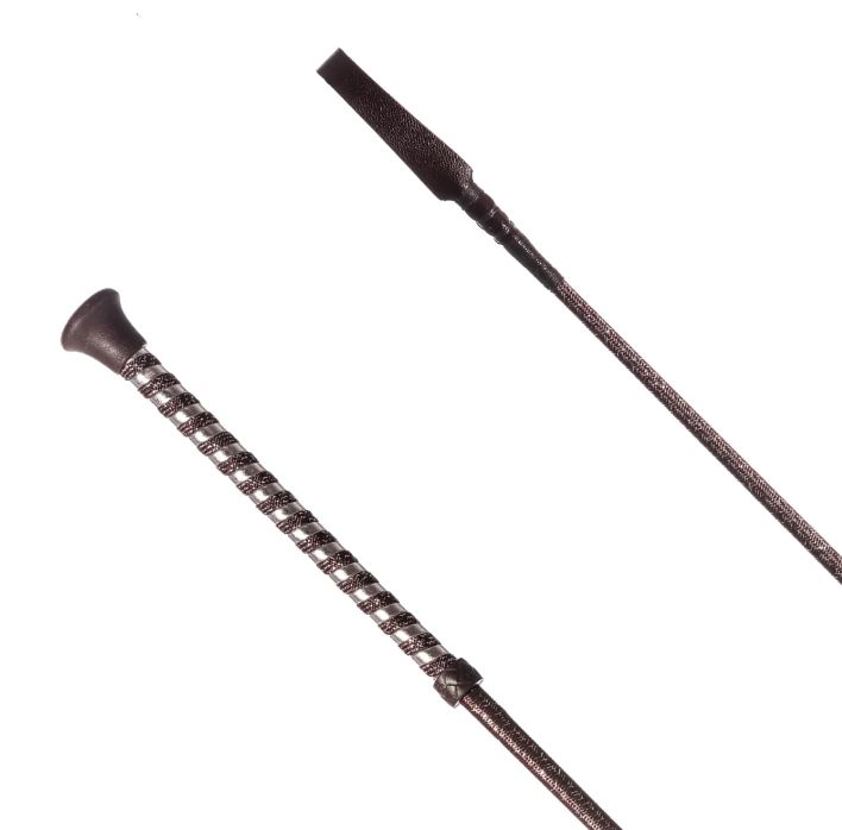 Brown Lurex Braided Dressage Whip