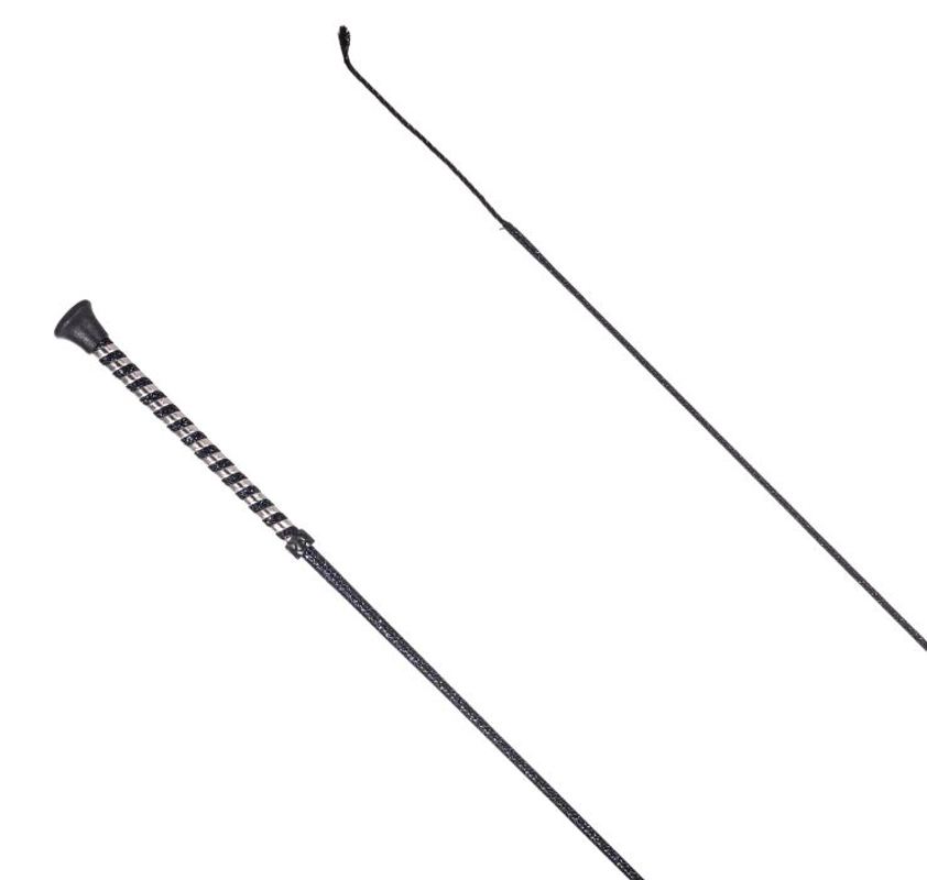 Grey Lurex Braided Dressage Whip