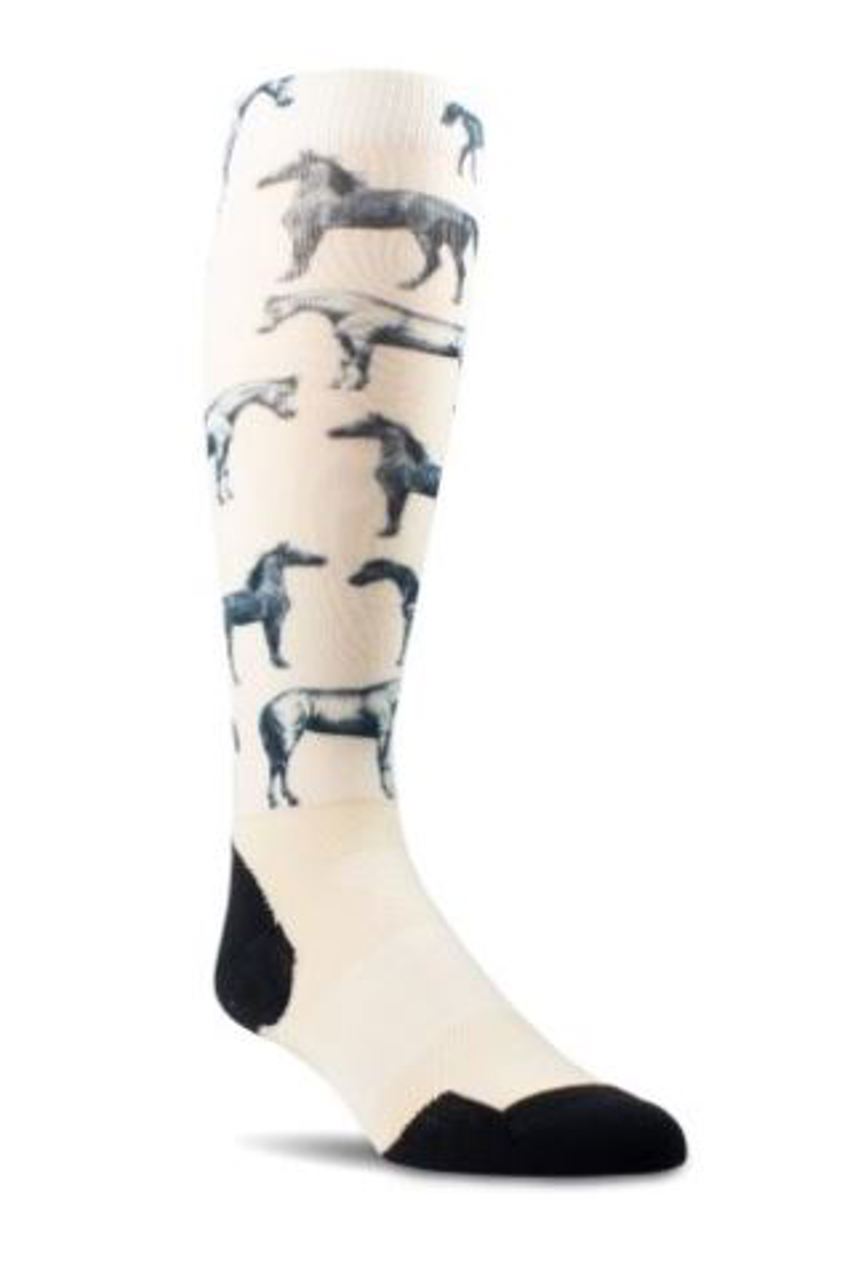 Summer Sand/Horse Print AriatTEK Slim Printed Socks