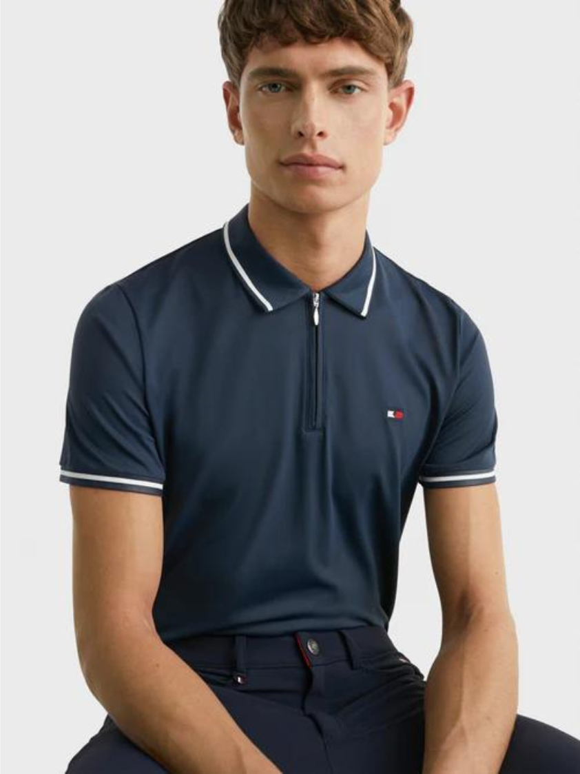 Desert Sky Tommy Hilfiger Mens Performance Zip Polo