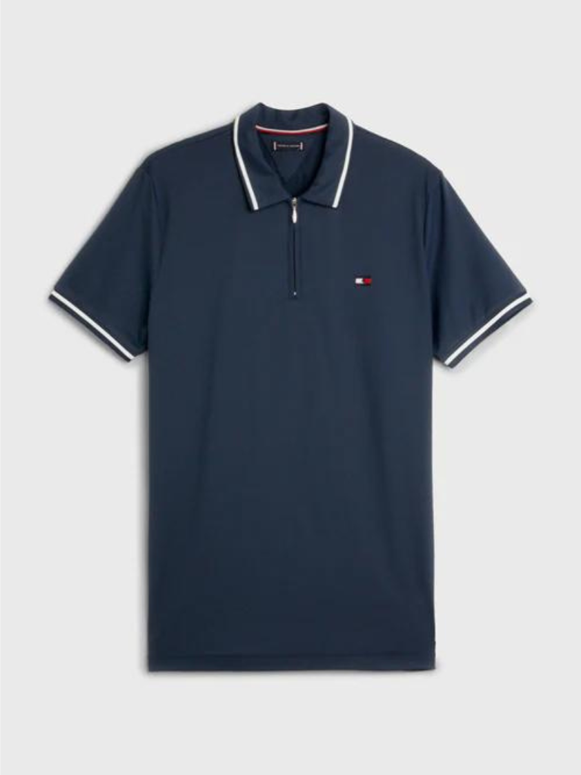 Desert Sky Tommy Hilfiger Mens Performance Zip Polo