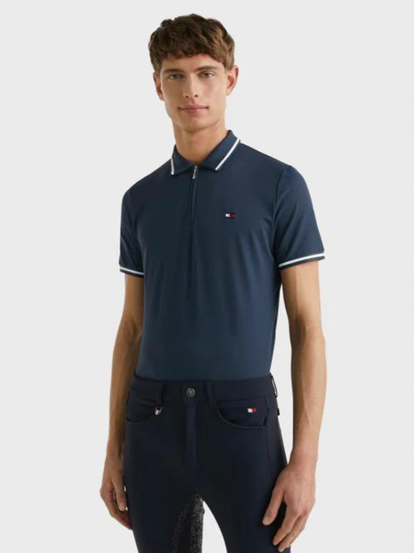 Desert Sky Tommy Hilfiger Mens Performance Zip Polo