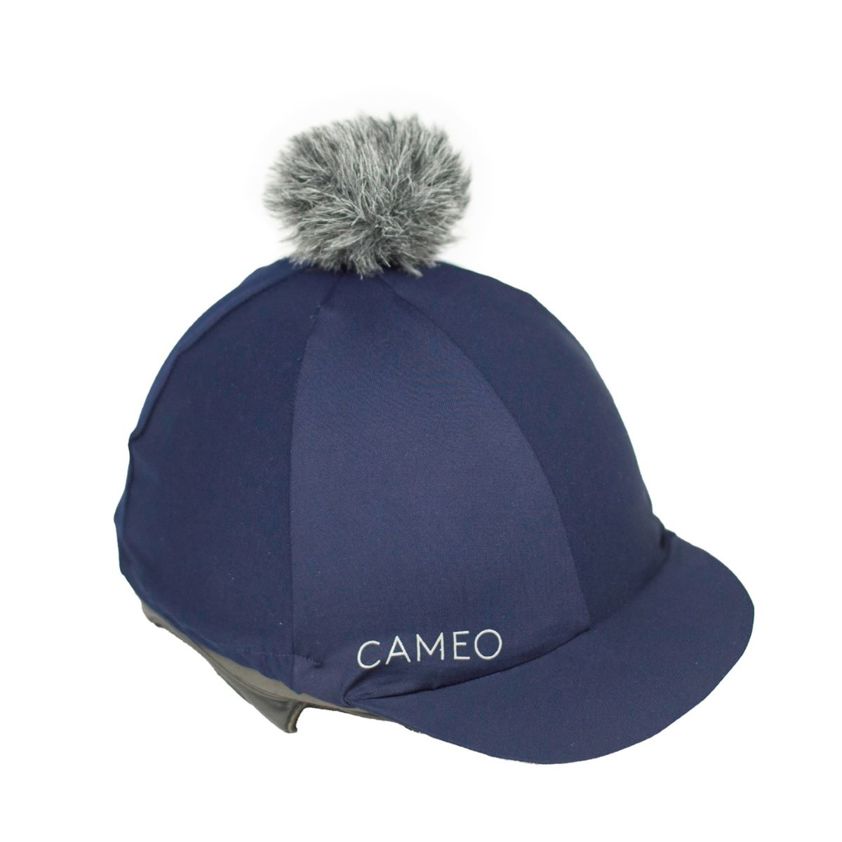 Navy Cameo Removable Pom Pom Hat Silk