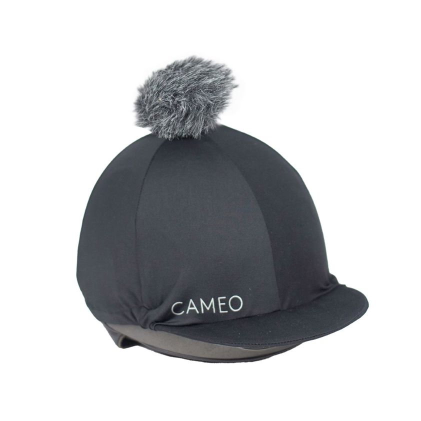 Black Cameo Removable Pom Pom Hat Silk