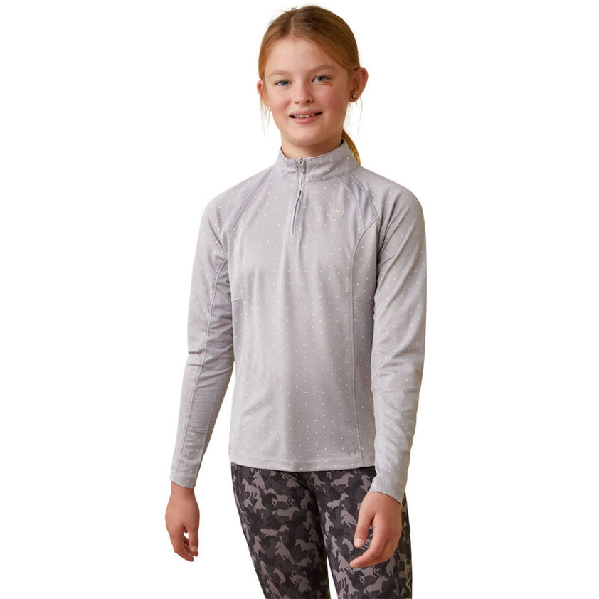 Silver Sconce Dot Ariat Youth Sunstopper 1/4 Zip Baselayer