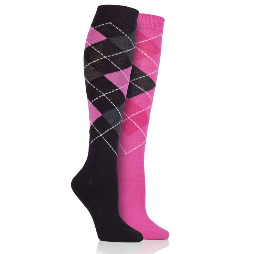 Navy/Lilac StormBloc Argyle Twin Pack Socks