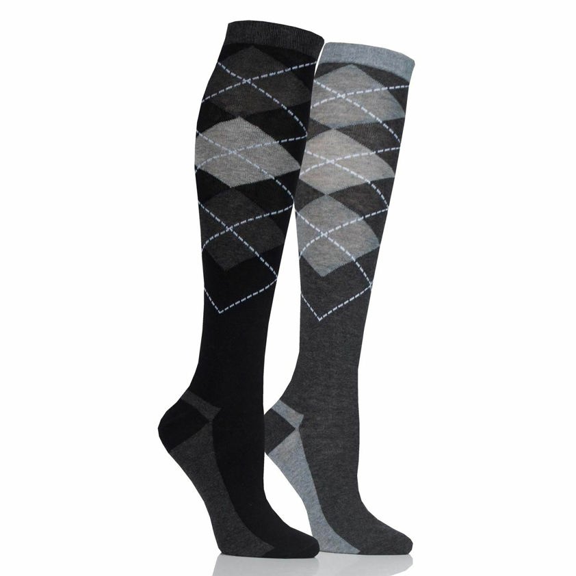 Navy/Lilac StormBloc Argyle Twin Pack Socks