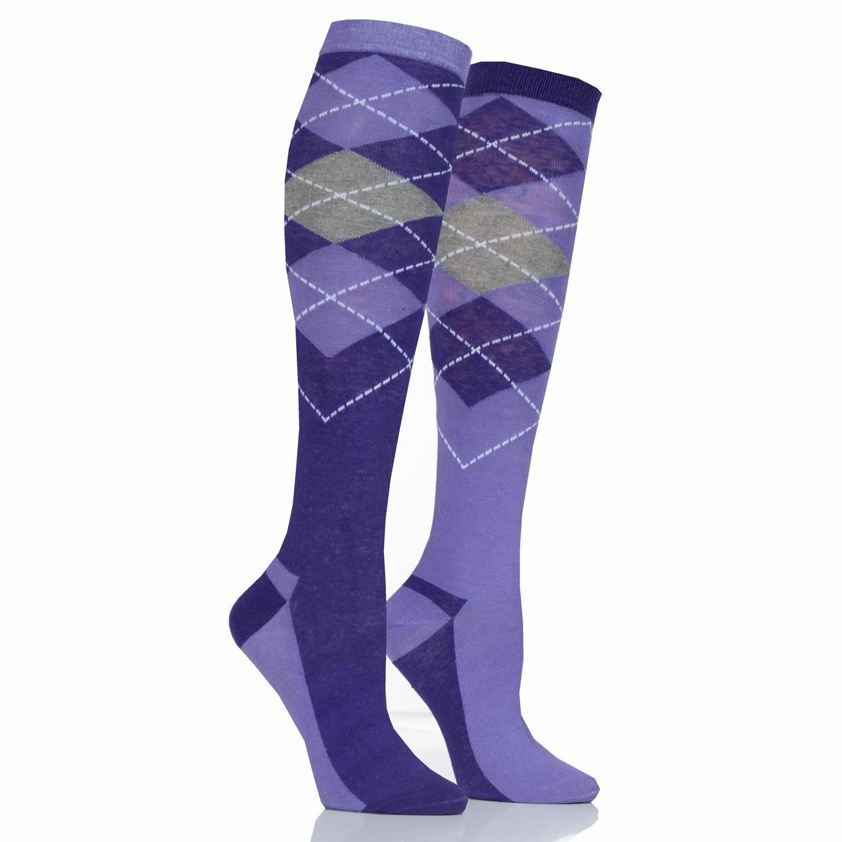 Navy/Lilac StormBloc Argyle Twin Pack Socks