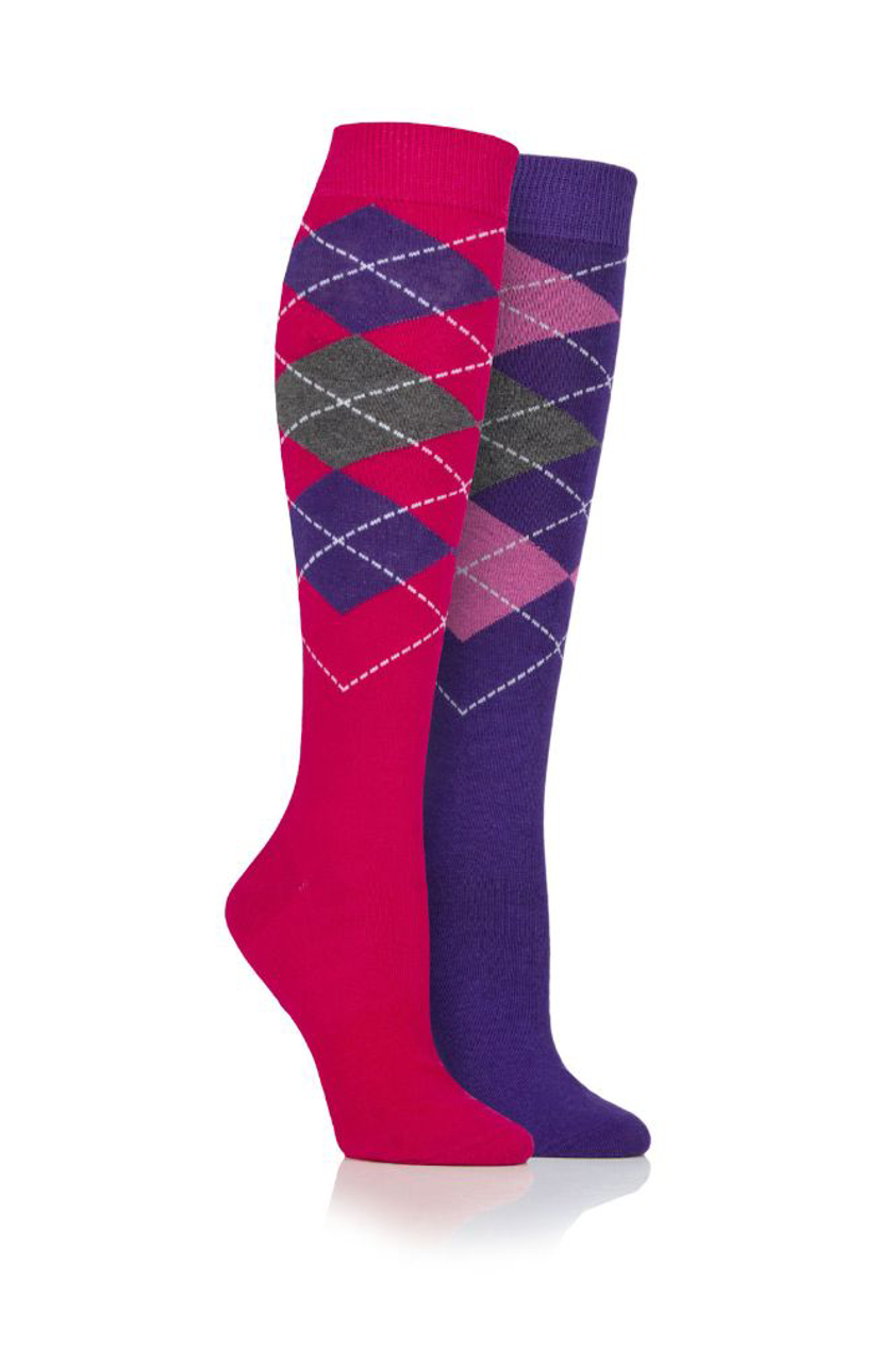 Raspberry/Purple StormBloc Argyle Twin Pack Socks