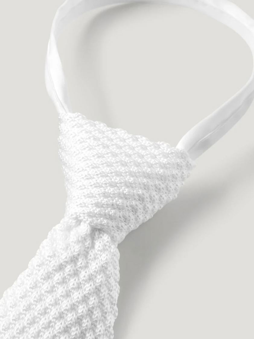 Optic White Tommy Hilfiger Adam Knit Tie with zip