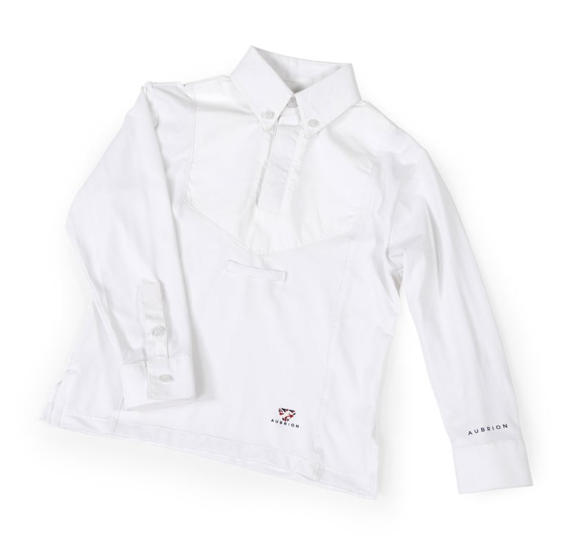 White Aubrion Junior Long Sleeve Tie Shirt