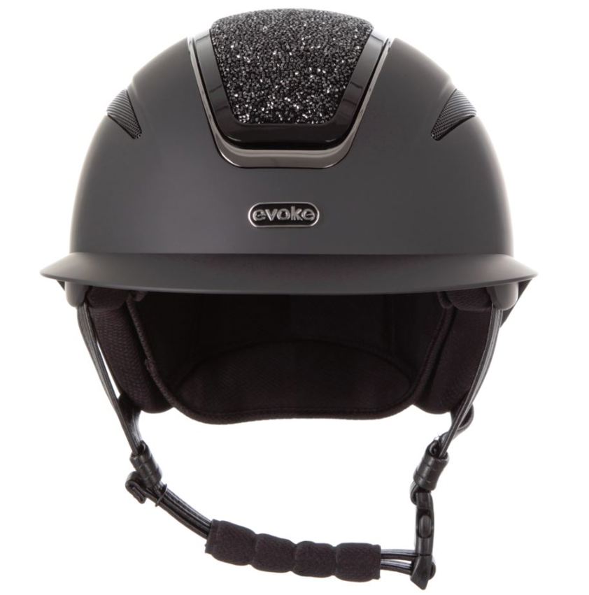 Black/Black Crystal Evoke Callisto MIPS Wide Peak Riding Hat