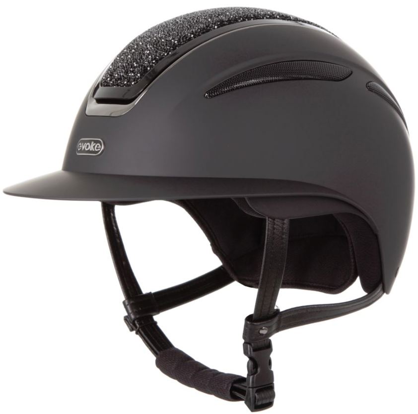 Black/Black Crystal Evoke Callisto MIPS Wide Peak Riding Hat