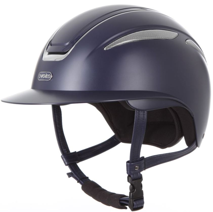 Navy/Chrome Evoke Callisto MIPS Wide Peak Riding Hat