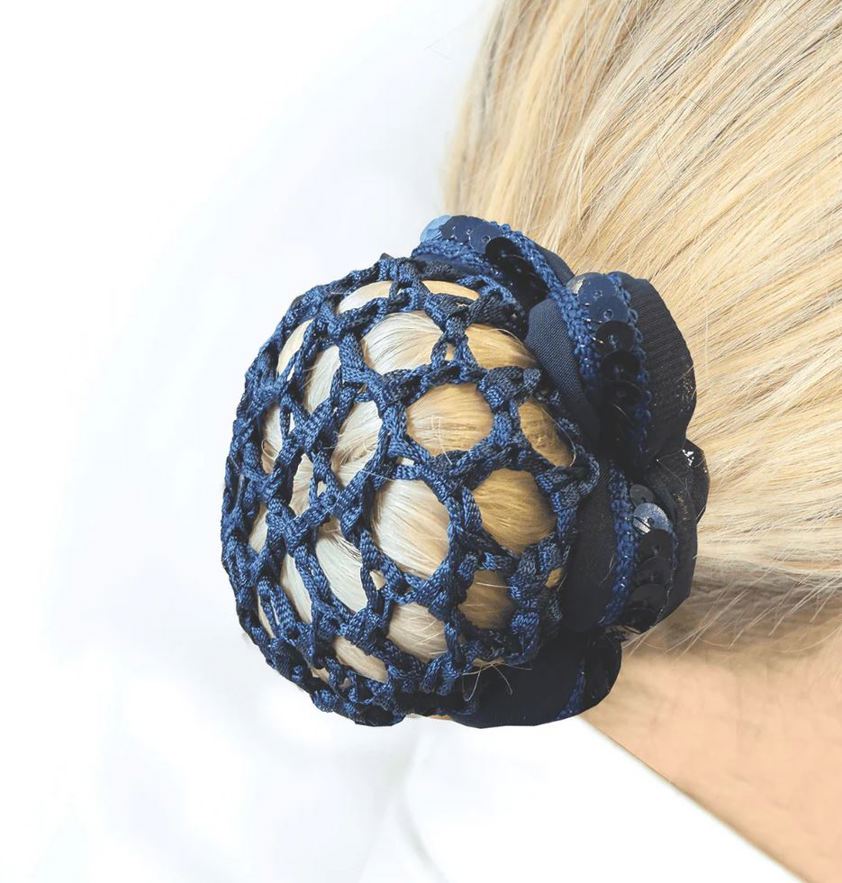 Navy Equetech Fusion Sequin Scrunchie With Bun Net