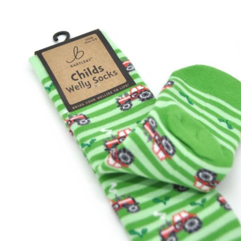 Green Little Tractor Bartleby Kids Long Socks