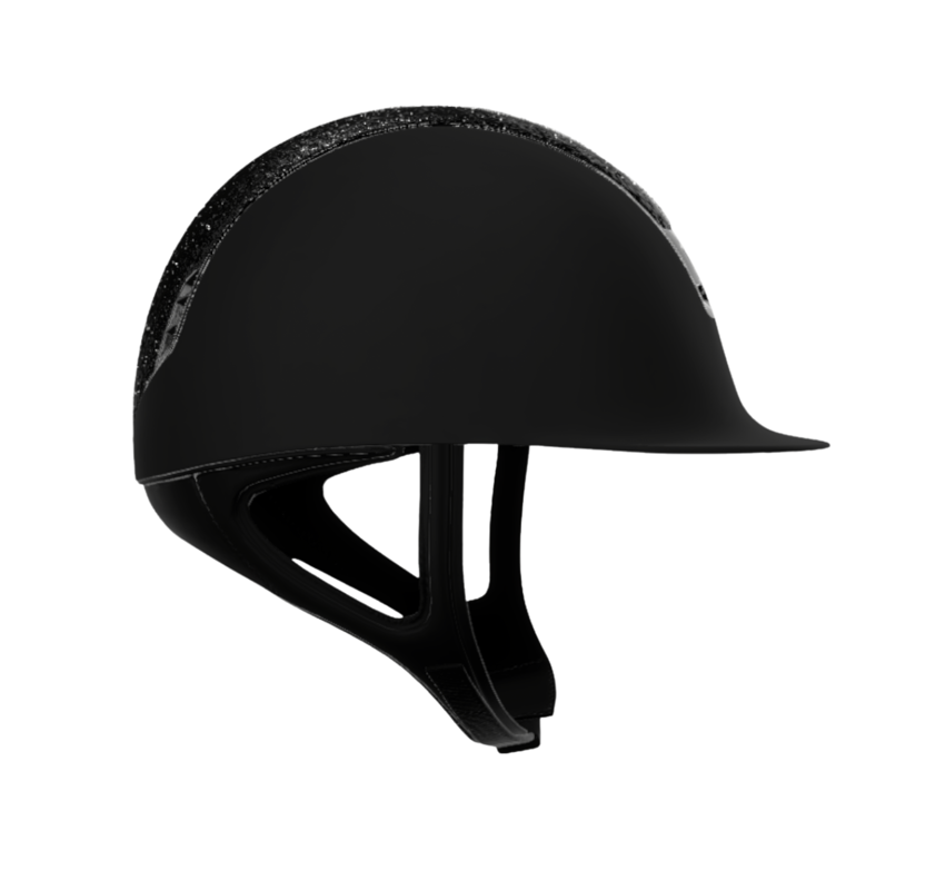 Black Samshield Shadowmatt 2.0 with Black Crystal Fabric Top Black Chrome Blazon & Trim