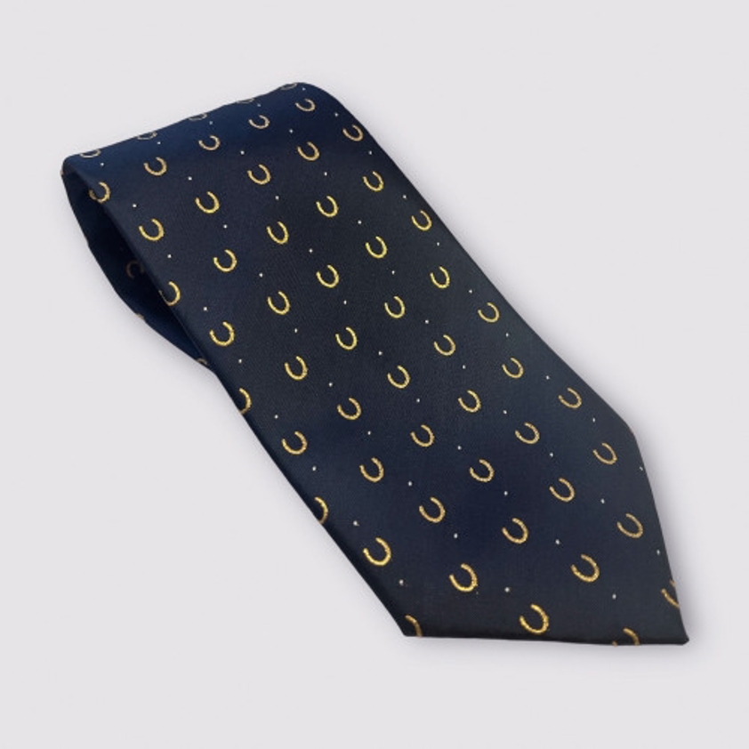 Navy/Metallic Gold/White Equetech Junior Horseshoes Show Tie