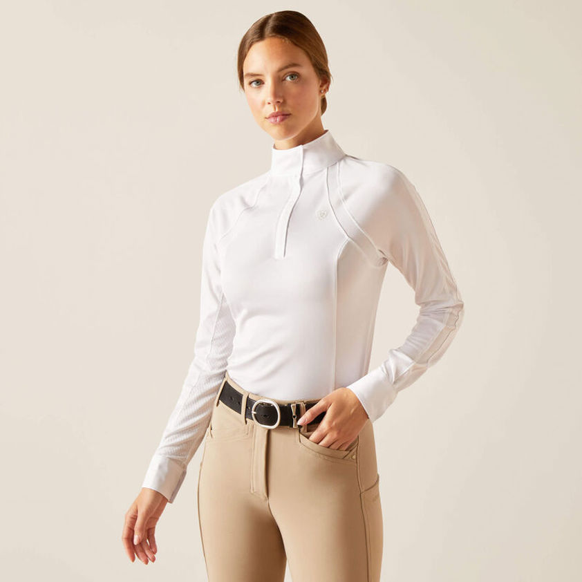 White Ariat Sunstopper 3.0 Pro LS Show Shirt