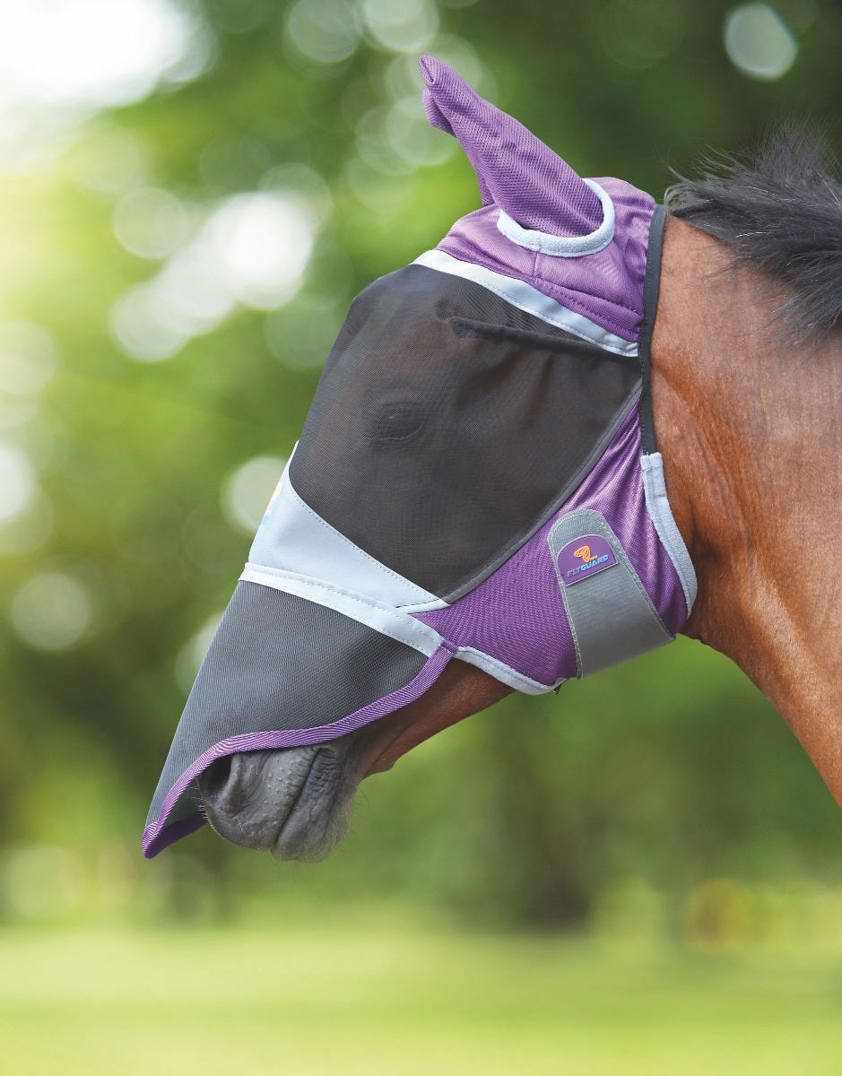 Purple Deluxe Fly Mask With Ears & Nose