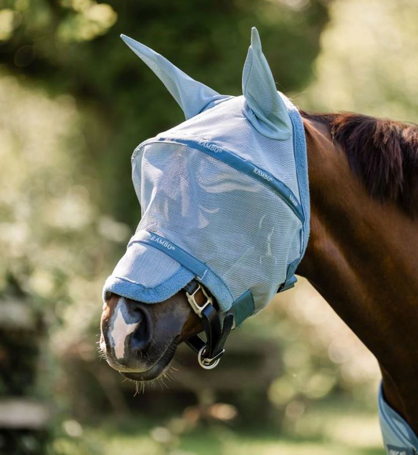 Heather Blue/Blue & Silver Rambo Flymask