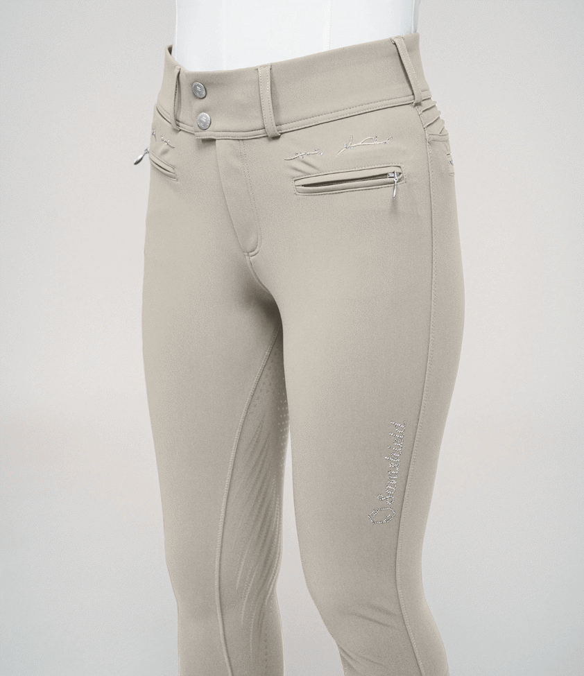 Beige Crystal Leaf Samshield Clara Breeches