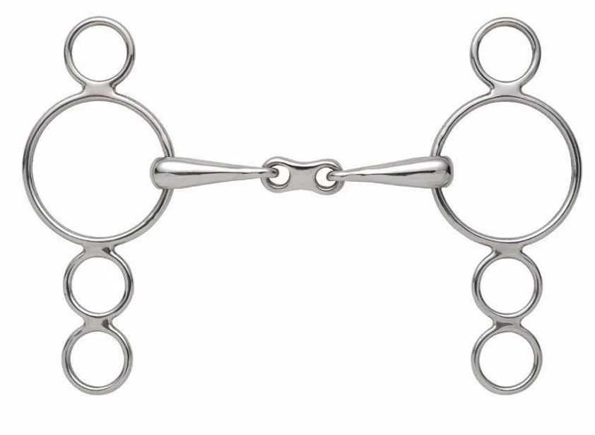 S/STEEL 3 Ring Dutch Gag With French Link