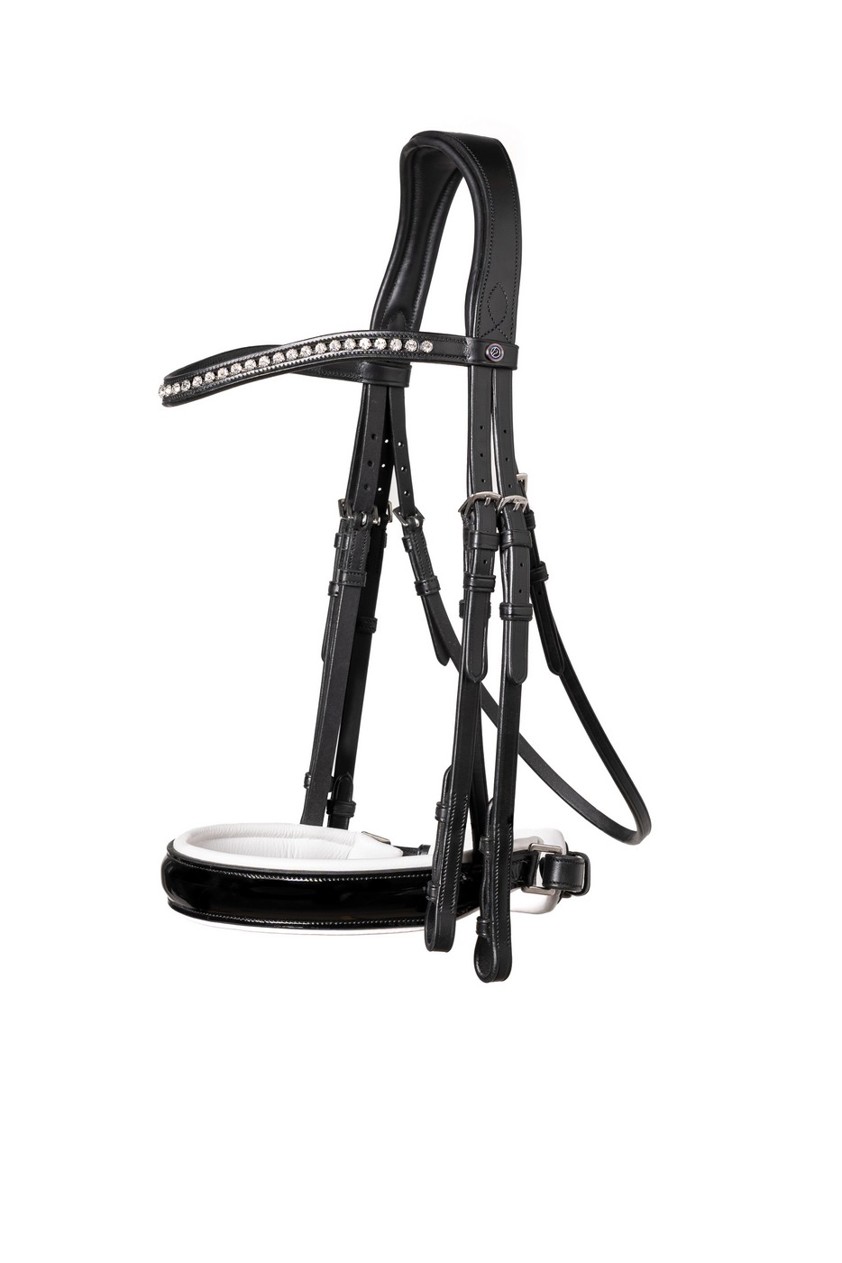 Black/White/Silver Trust Aachen Patent Crank Noseband Double Bridle