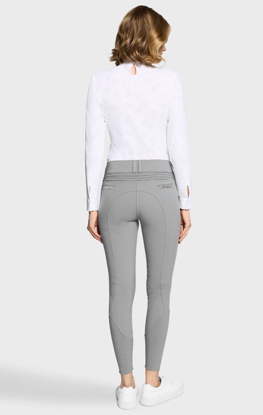 Light Grey Samshield Clara Premium Breeches - Knee Grip