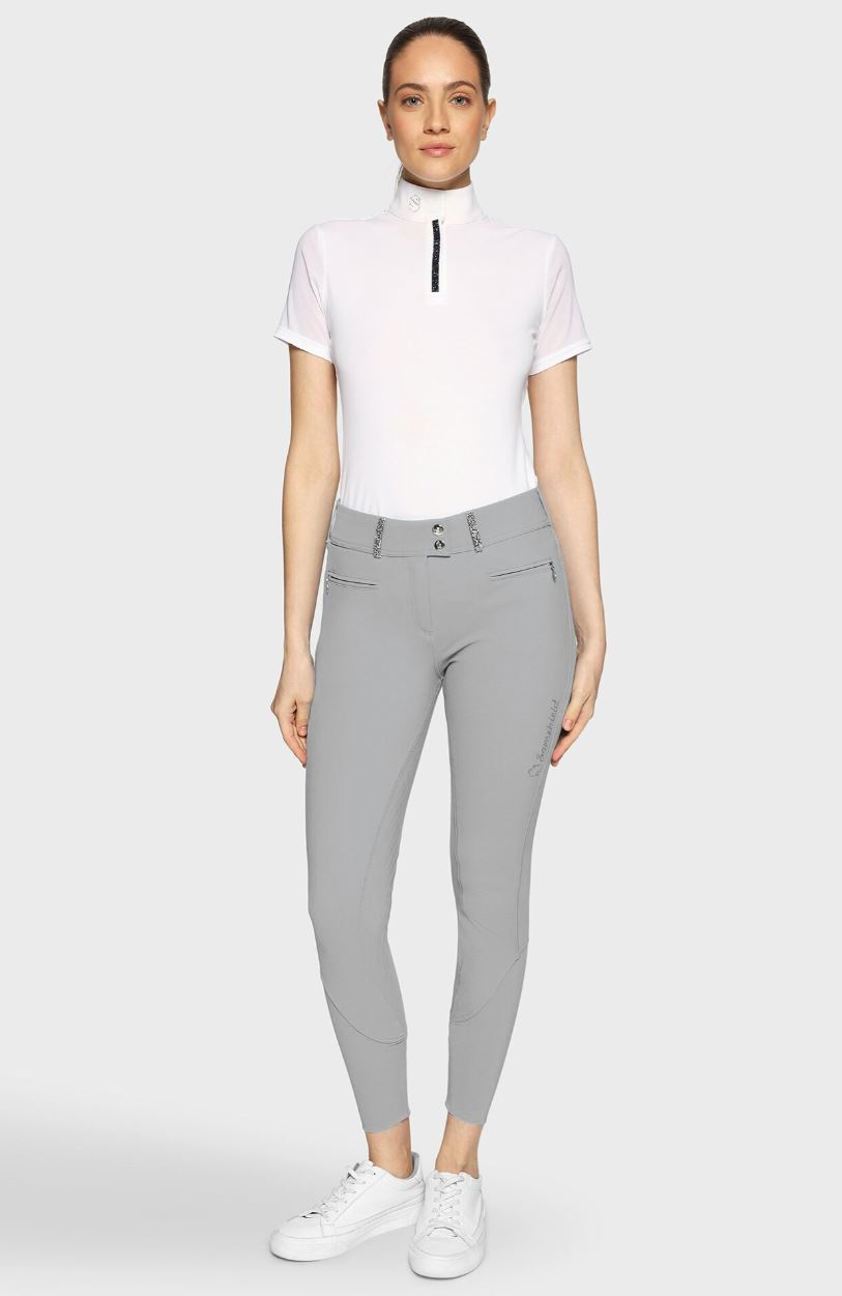 Light Grey Samshield Clara Premium Breeches - Knee Grip
